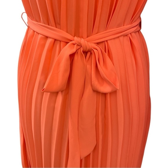Banana Republic Orange Pleated Midi Dress - Picture 3 of 10